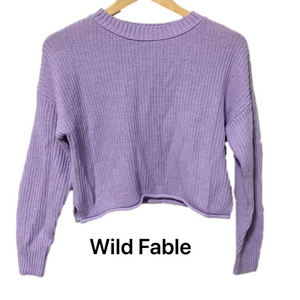 Wild Fable purple long sleeve crop sweater size medium